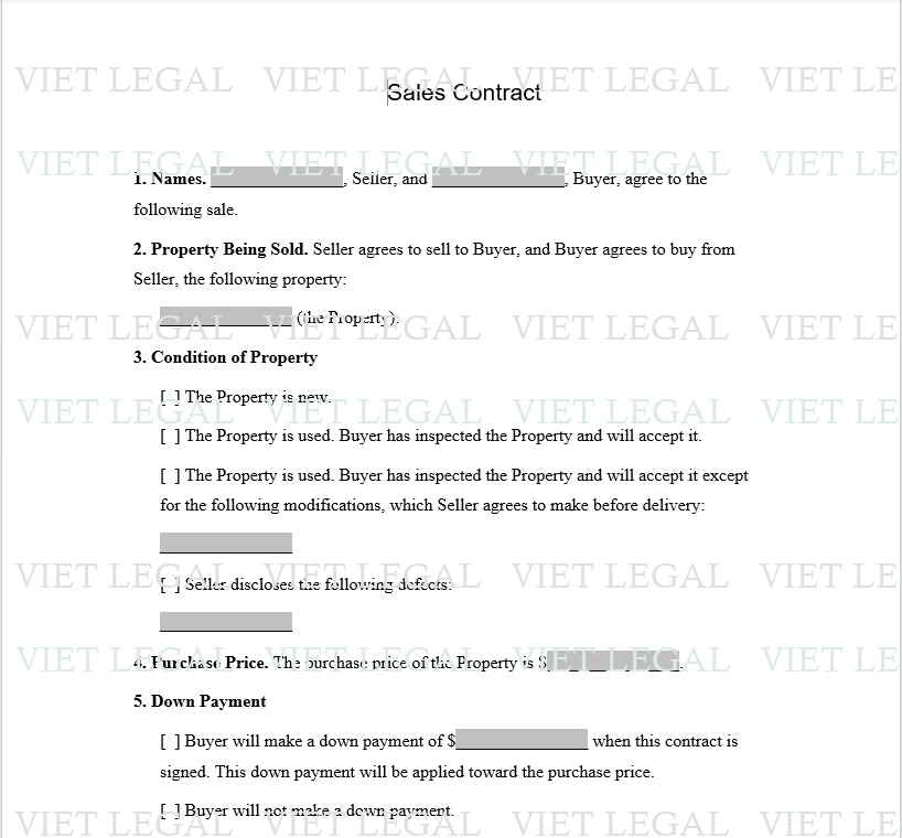 Sales Contract (Lump-Sum Payment) - Hợp đồng bán hàng (thanh toán một lần)