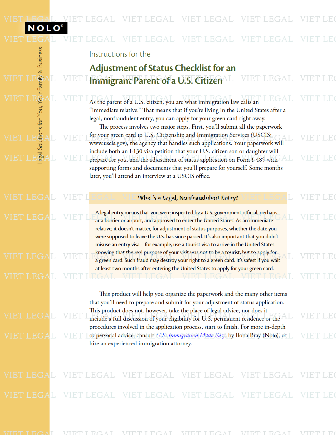 Adjustment of Status for an Immigrant Parent of a U.S. Citizen
