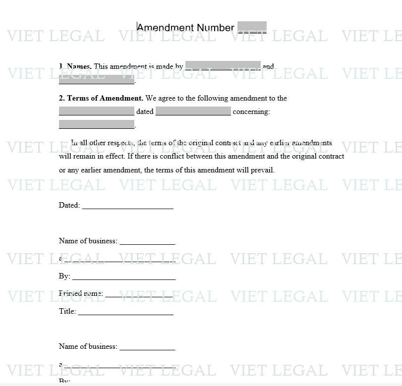 Amendment to Contract - Tạo sửa đổi hợp đồng
