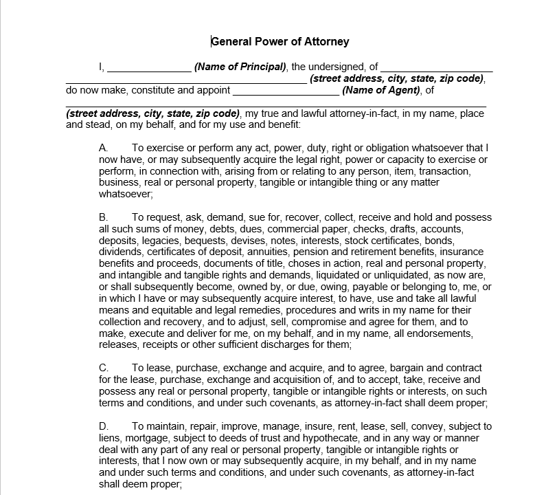 General Power of Attorney -  Ủy quyền chung