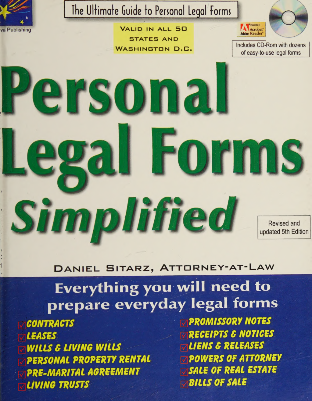 Personal Legal Forms Simplified by Daniel Sitarz revised and updated 5th Edition
